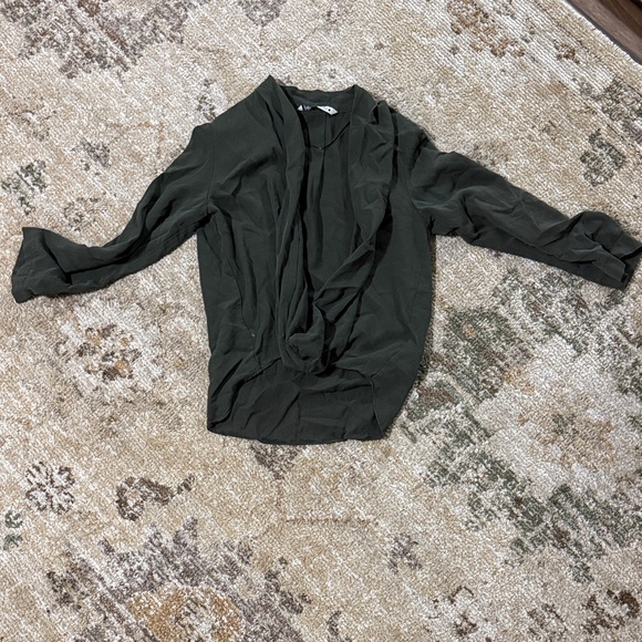 Dark Green Long Sleeve Blouse - Picture 1 of 1